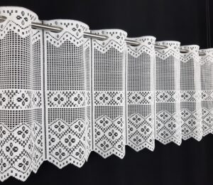 Bistrogardine Jacquard Scheibengardine Kurzgardine Küchengardine weiß, 45, 60 und 90 cm hoch