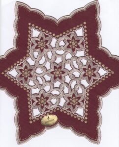 Weihnachten Deckchen Stern, Plauener Stickerei Farbe bordeaux 40 cm