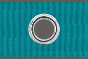 Ösenband 100 mm breit, Ösenabstand 17,5 cm, türkis